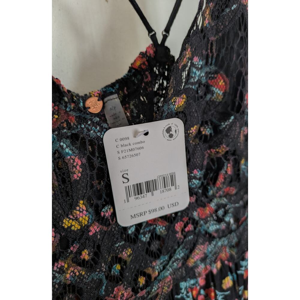 Free People FP One Adella Printed Mini Slip Dress - Black Combo Floral - Picture 5 of 8